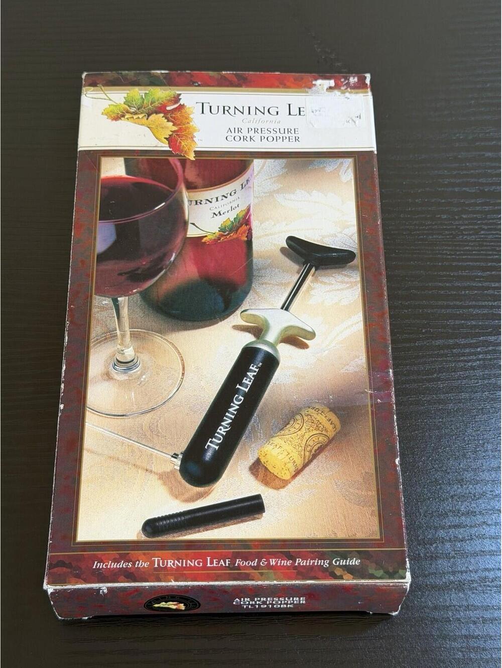 Turning Leaf Air Pressure Cork Popper Wine Opener Black
